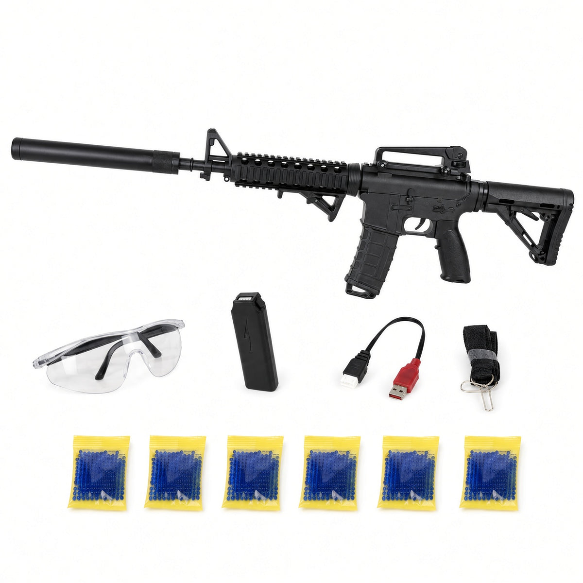 Rifle recargable con balines de hidrogel 90cm