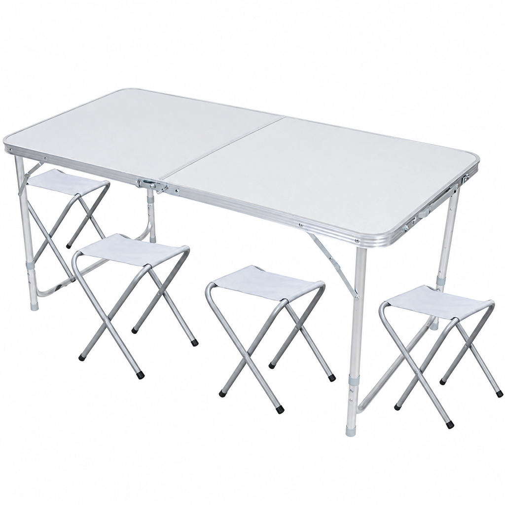 Mesa plegable de camping con bancos 120x60x55cm