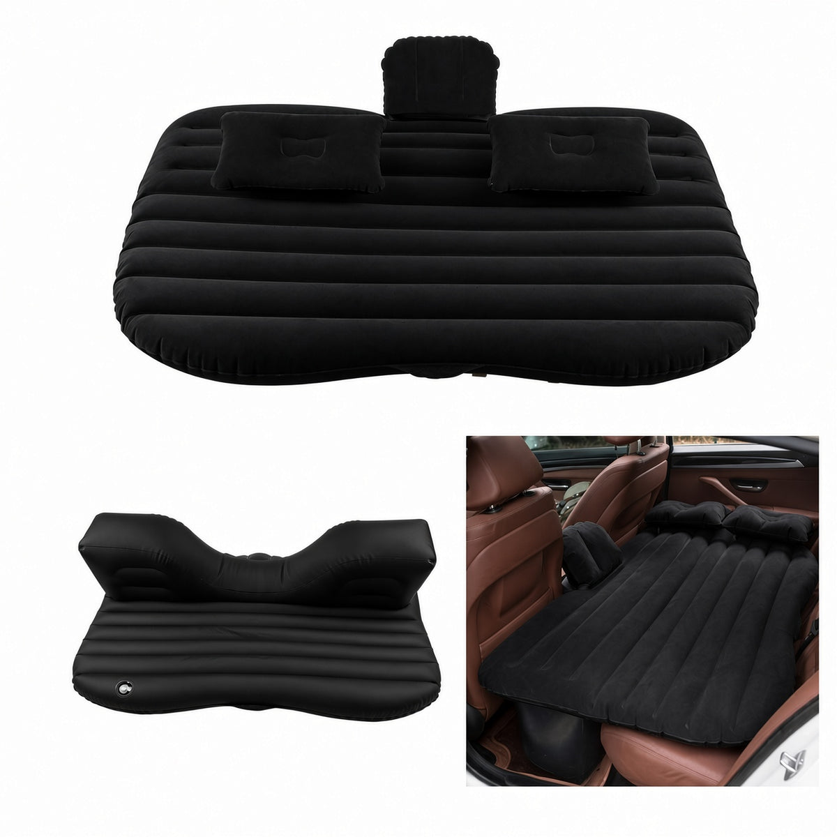 Colchón inflable negro para auto 130x84x35 cm