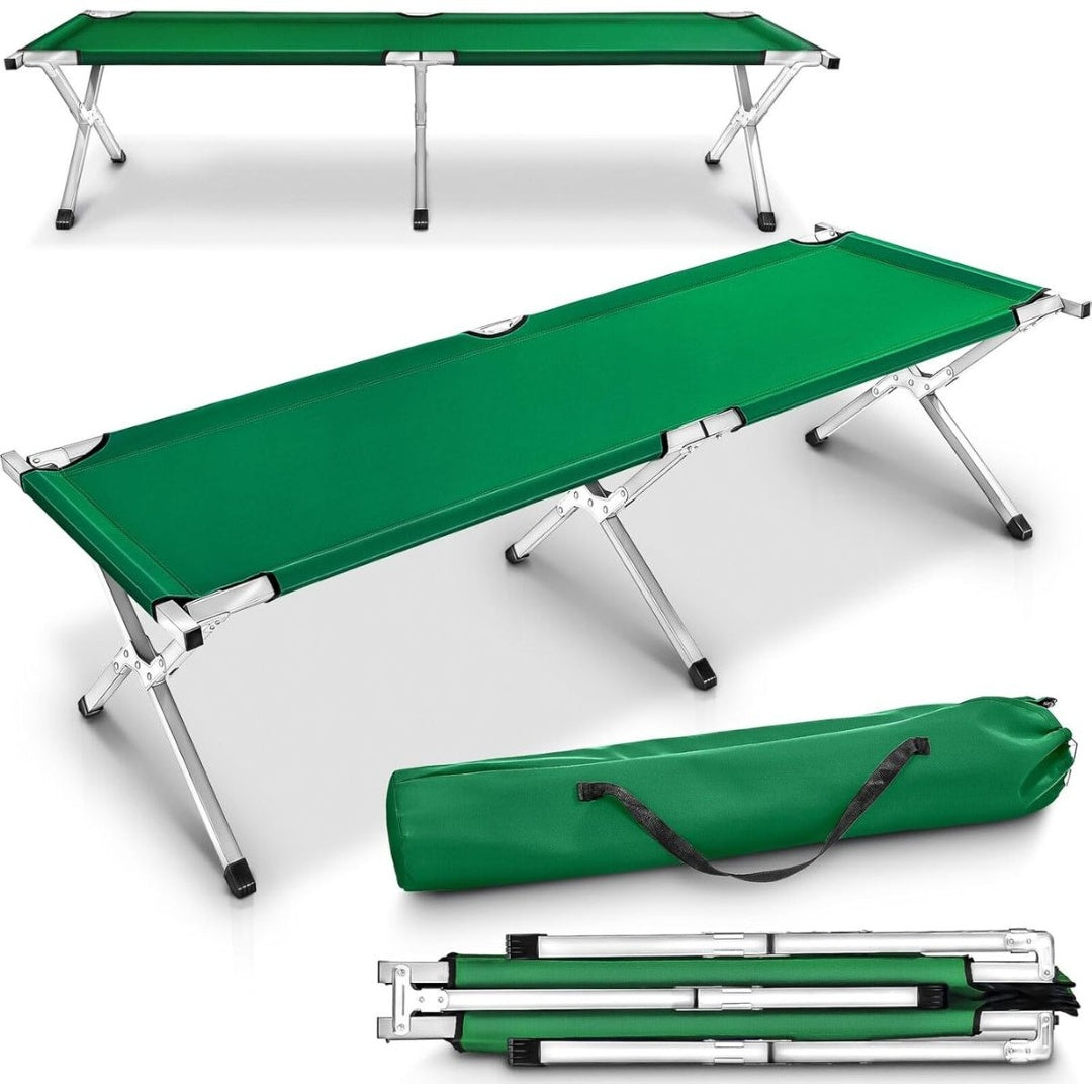 Catre de aluminio plegable verde 181x62x43cm