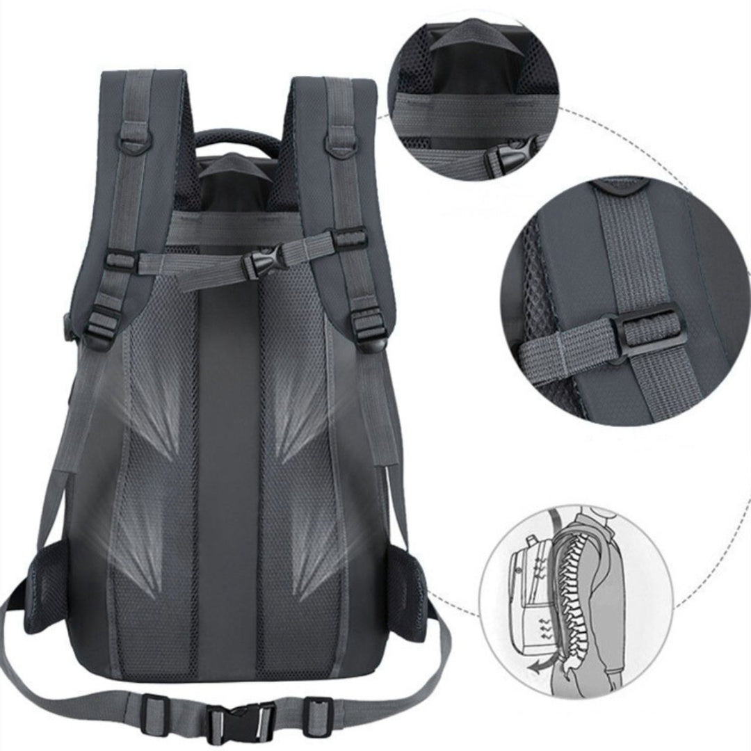 Mochila camping 85L 50x30x16cm. Negro