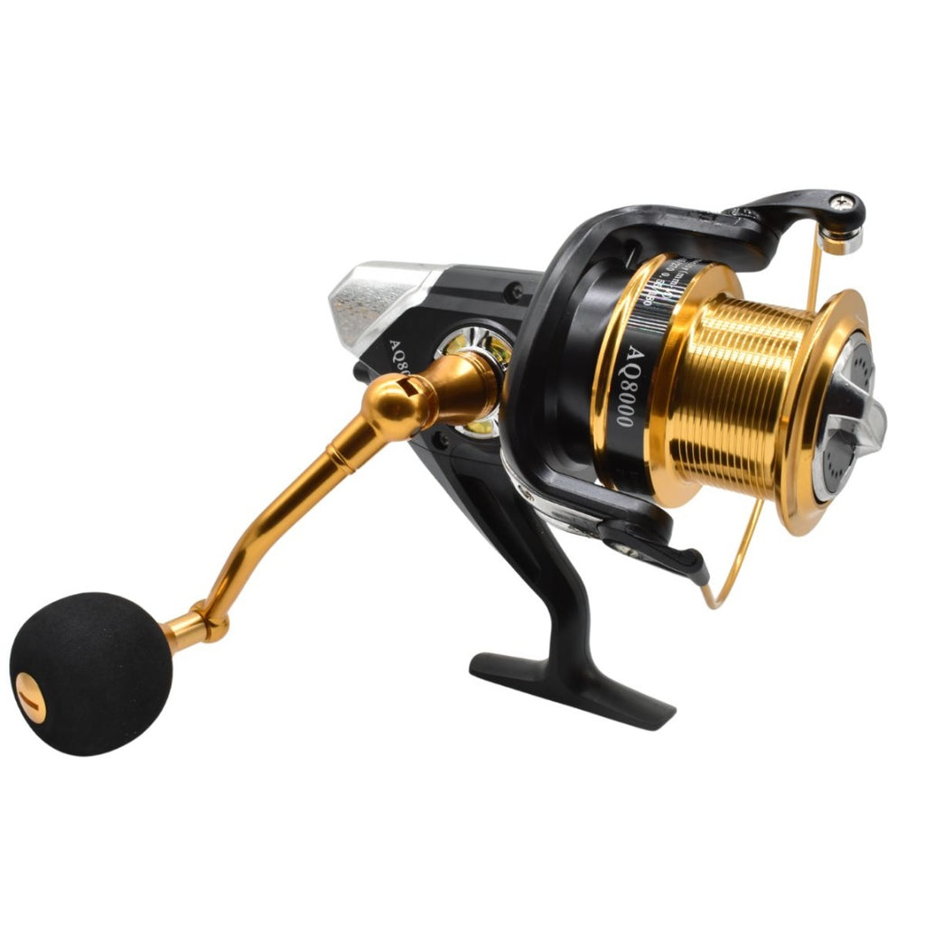 Reel de pesca giratorio 4.9:1 negro y bronce