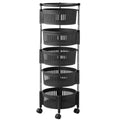 Estante de almacenamiento giratorio negro de 90x36cm con cinco canastos