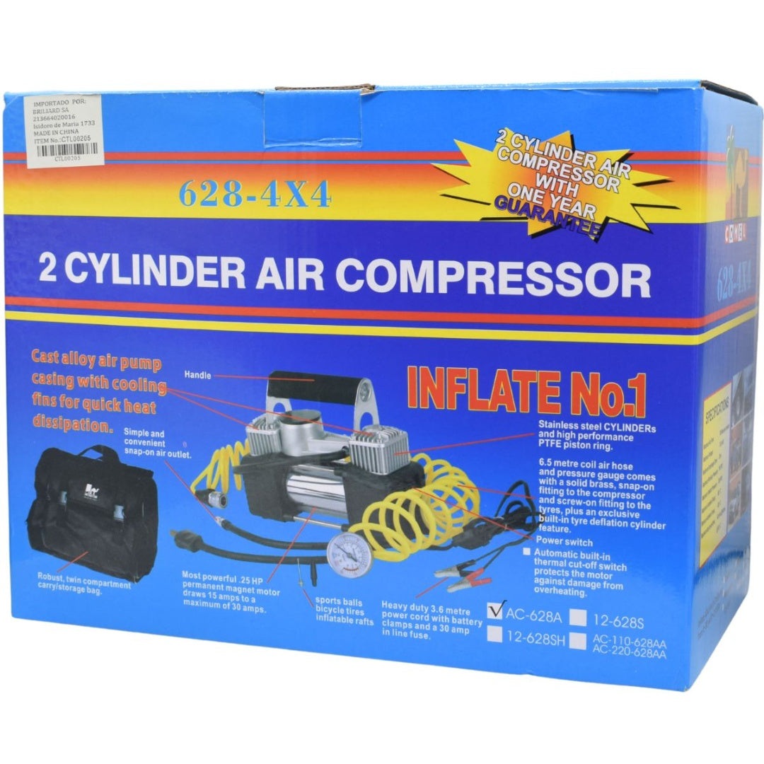 Compresor de aire portátil de 2 cilindros 12V para autos