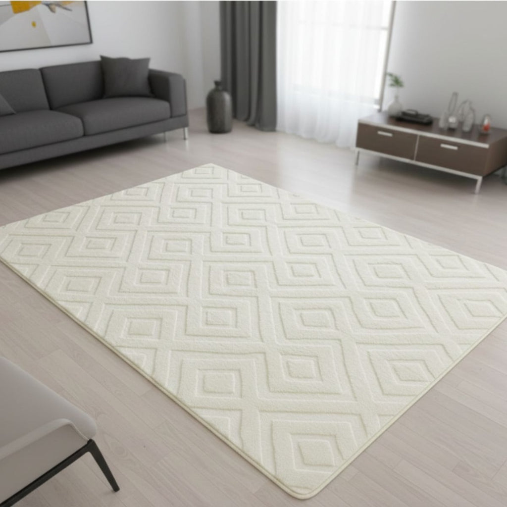 Alfombra de área con relieves crema de 160x230cm