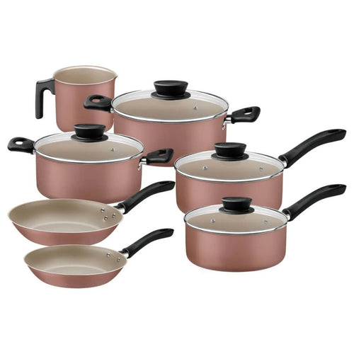 Batería de cocina Tramontina Linz de 7 piezas rosa
